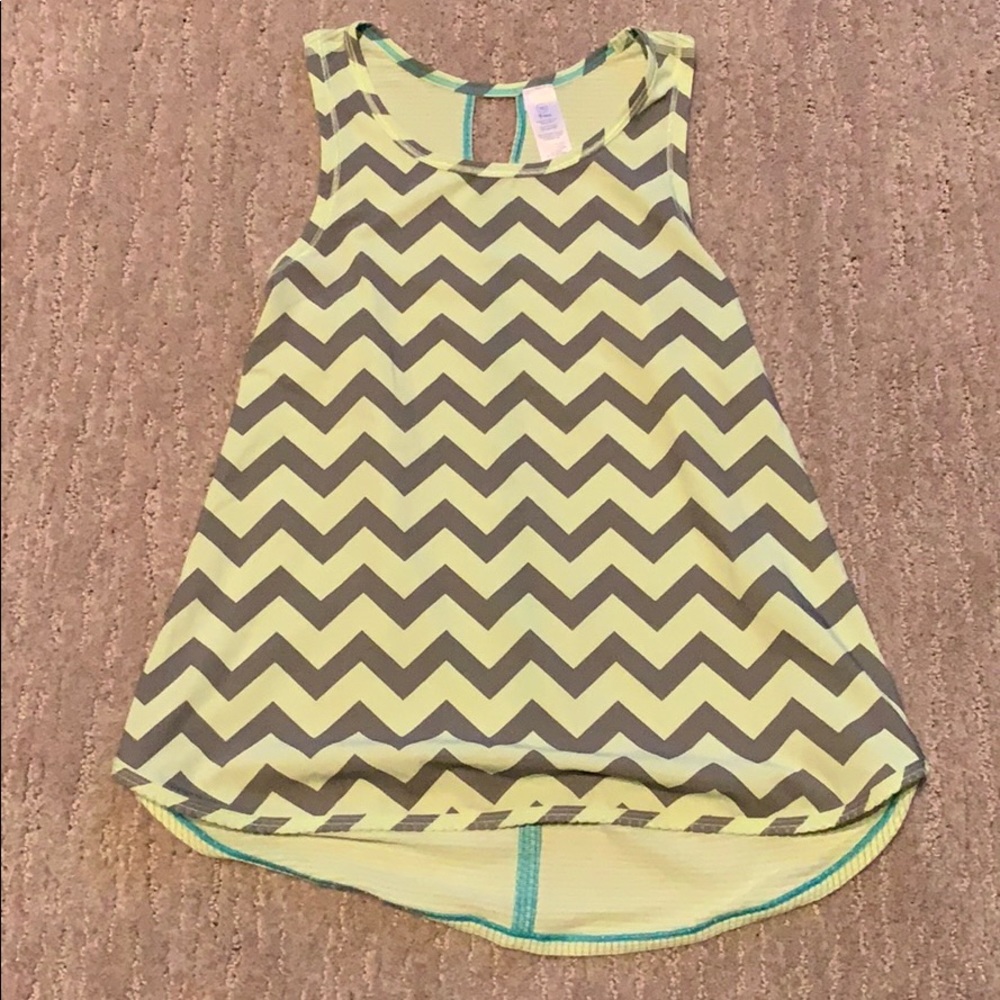 Ivivva EUC girls size 10 green/silver tank top
